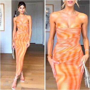 ZARA Orange Strapless Dress NWT